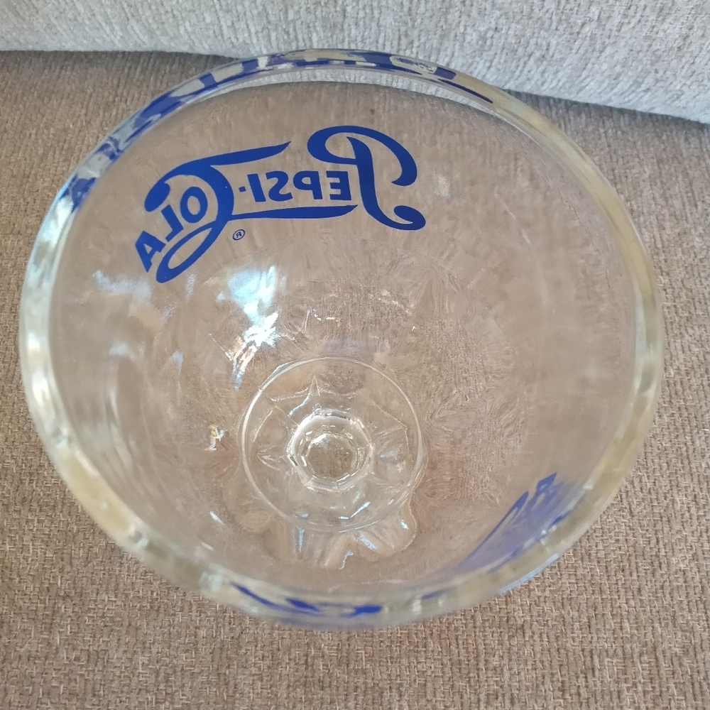 Vintage Pepsi Cola Dimpled Glass Footed Goblet - Picture 4 of 11
